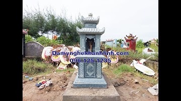 Mẫu mộ hai mái đá xanh rêu điêu khác tinh xảo