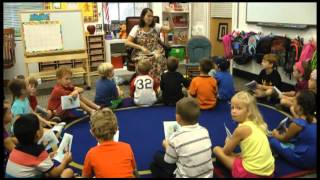 Berry Elementary kindergarten students busy on the first day of school