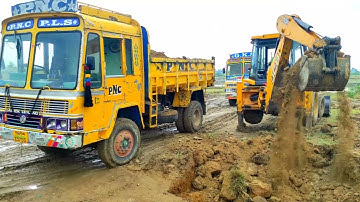 JCB 3dx Backhoe Machine Loading Mud In Mahindra and Swaraj 744 Tractors | Jcb Tractor toys Video