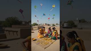 Flat mud rooftop, bright noon. 6 women, 18-20, turmeric roots spread on jute mats. Action: They
