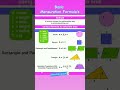 Mensuration Formulas|| Formulas for 2-d shapes| #basicmaths #education #study #shortsvideo #viral