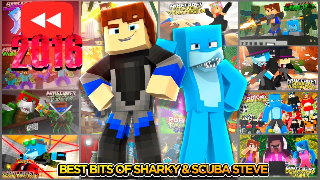 Youtube Rewind: THE ULTIMATE 2016 BEST PARTS FROM SHARKY & SCUBA STEVE  |  Minecraft
