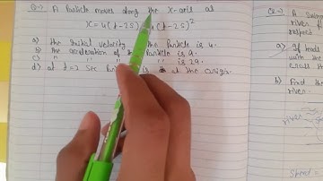 A particle moves along the X -axis as    qquad  x=u(t-2s)+alpha(t-2s)^(2)     (a) the initial veloci