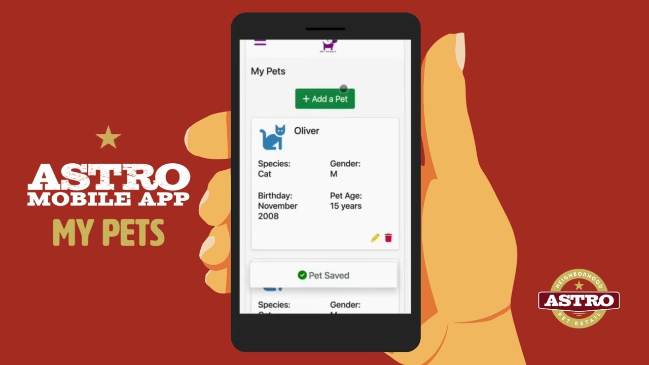 Astro Loyalty Mobile App | My Pets Menu NEW