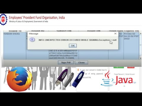 unexpected error occurred while signing.exception=null EPFO site DSC KYC approval
