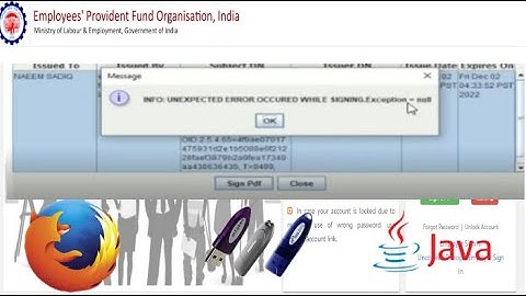 unexpected error occurred while signing.exception=null EPFO site DSC KYC approval