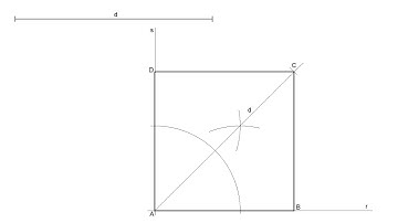 How to draw a square knowing the length of its diagonal