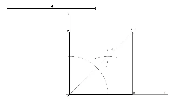 How to draw a square knowing the length of its diagonal