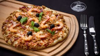 Pizza aux Crevettes - - البيتزا بطريقة سهلة بالطون و الكروفيت