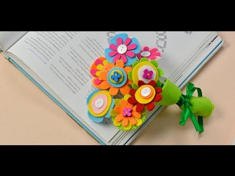 Como fazer feltro Flower Bouquets com Botões e Contas de Madeira