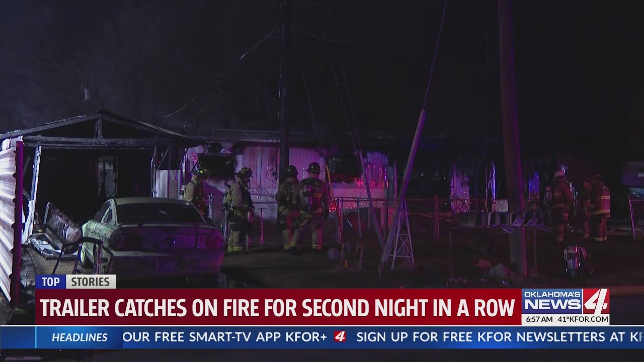 Fire crews battle trailer fire in Oklahoma City - YouTube