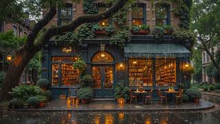 Cozy Rainy Book Café Jazz | Soft Jazz and Peaceful Street Ambience for Calm & Focus screenshot 5