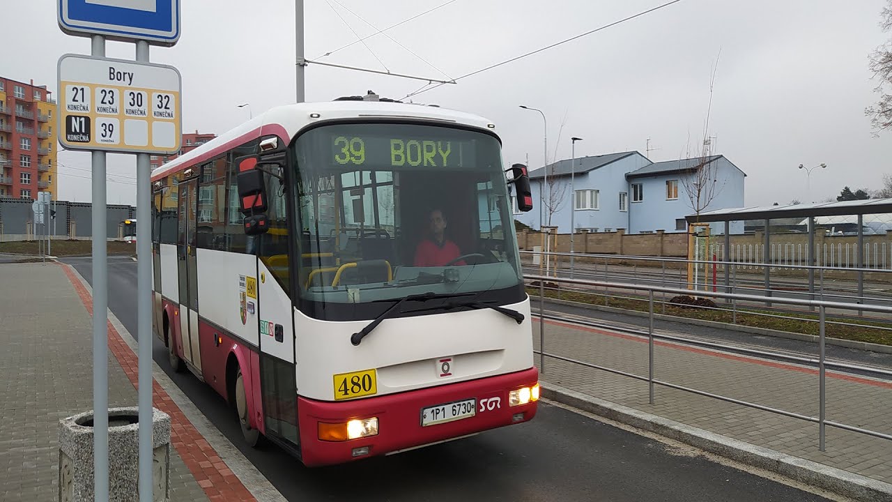 Jízda autobusem Sor B9.5 na lince 39 - Plzeň 5. 1. 2021