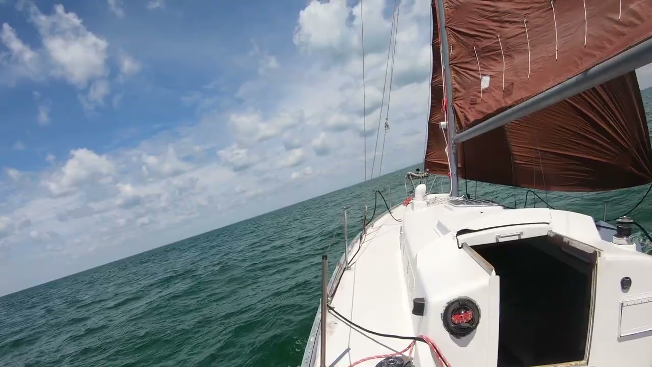 Alberg 37 - first sail after years of work, different camera position