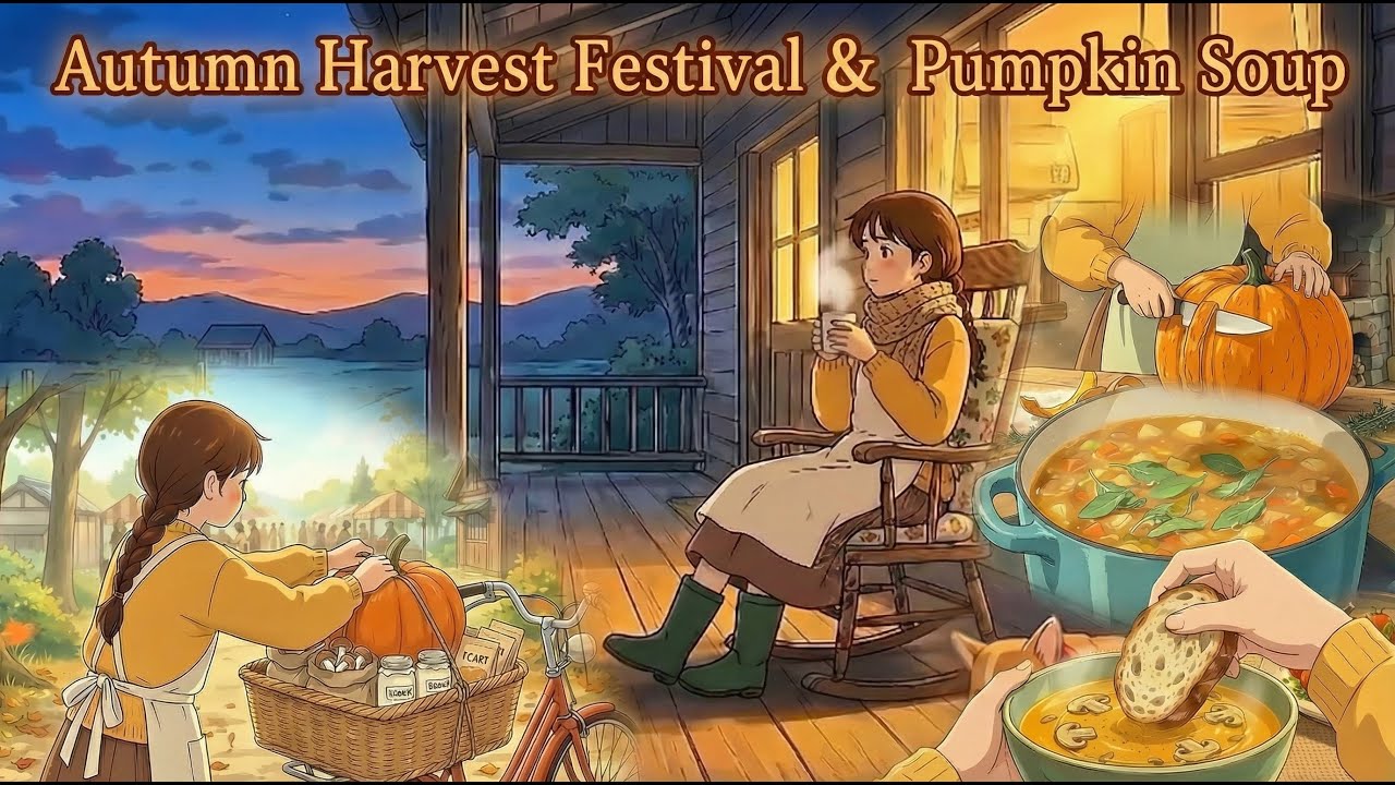 A Peaceful Day at the Autumn Harvest Festival 🧺 | Making Creamy Pumpkin Soup (ASMR)