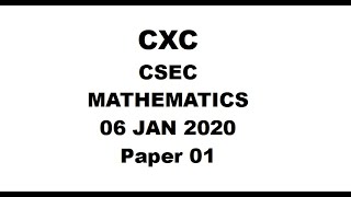 MATHS#28 ~ CXC/CSEC MATHEMATICS JANUARY 2020 PAPER 1