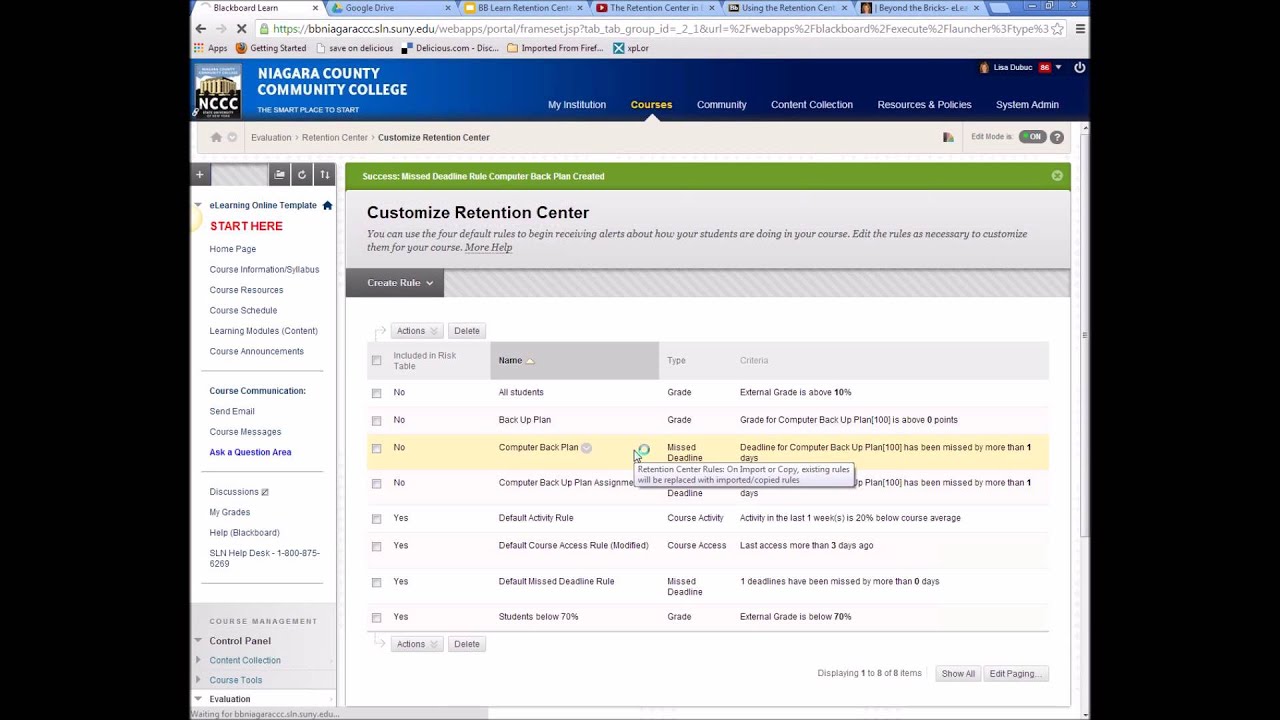 Blackboard Retention Center Monitoring students and keeping