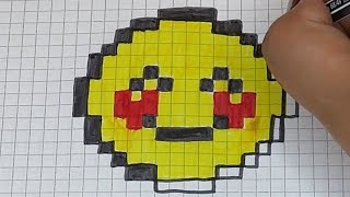 DIY Handmade Drawing Pixel Art | How to draw a cute Smiley Emoji with Hearts | Easy Draw with Me