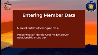 Entering Member Data Manual Entries