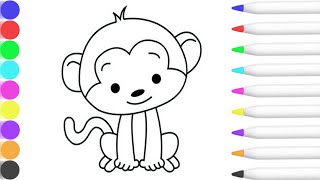 Monkey - Coloring Pages | How To Color Draw | Apple Pencil Ipad Monkey - Coloring Pages | How To Color Draw | Apple Pencil Ipad