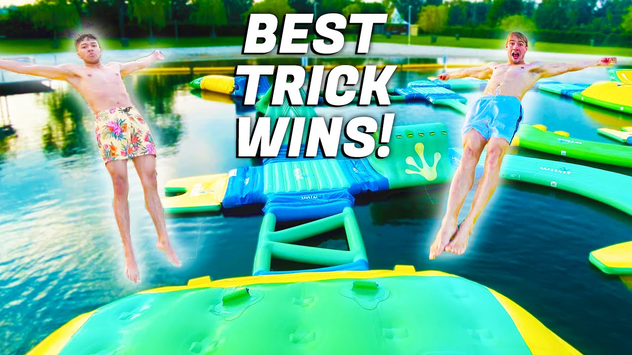 INSANE TRICKS ON HUGE WATER TRAMPOLINE PARK! YouTube