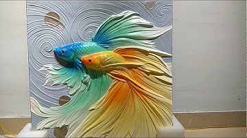 Tranh phù điêu 3D cá vàng làm từ đất sét - tranh cá vàng 3D đẹp - zalo 0916883889