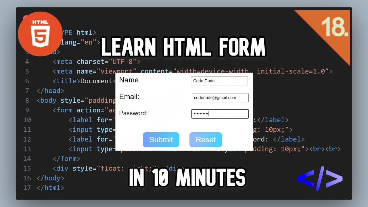 Learn HTML Forms in 10 minutes | Code Dude - YouTube