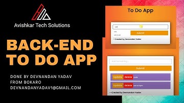 "BACK-END to do app"| Done By Devnandan Yadav | Avishkar Tech Solutions Internship Project Video
