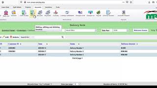 Inventory receive note and delivery note