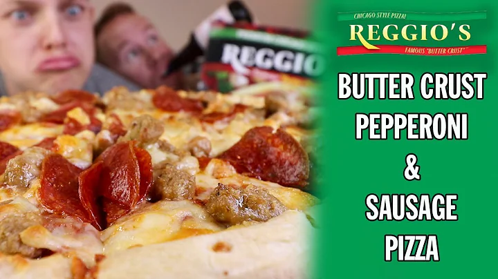 Eating Reggio's Butter Crust Pepperoni & Sausage P...