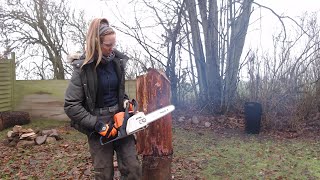 Chainsaw carving an eagle.