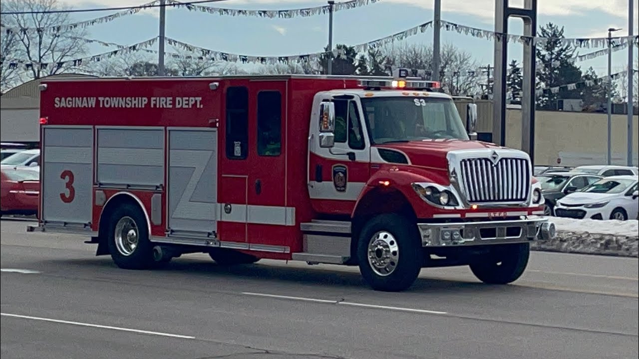 Saginaw Township MI FD S3 Responding (CAR vs BUILDING PI) AIR HORN