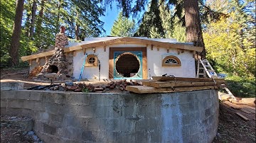 Part 20: Hobbit Hole reading nook ceiling, concrete gutter, pond excavation, news