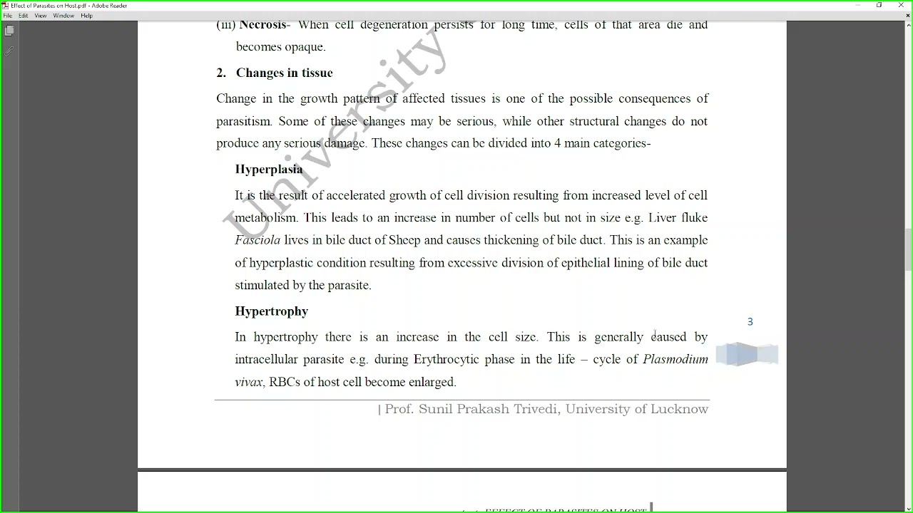 Effects of Parasites on Host