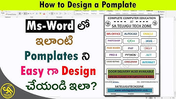 How to Design a Pamphlet in MS Word in Telugu || SA Freshers Adda
