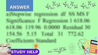 Apply stepwise regression using each selection rule and p value criterion to find a good model fo...