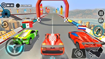 Impossible Car Tracks 3D - Red Car Driving Multiplayer Mode - Android Gameplay Walkthrough
