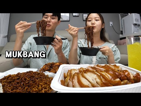 아플 땐 역시 맛있는 게 최고😉 짜슐랭 족발 불족발 먹방 MUKBANG BLACK BEAN NOODLES & JOKBAL チャジャンラーメン 豚足 eating sounds ASMR