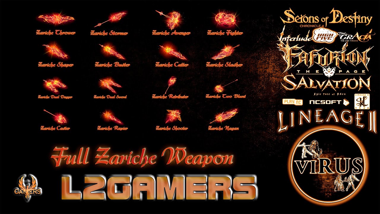 Full Set of Zariche Weapons for the www.L2Gamers.Cl server. LINEAGE II-Interude ◄√i®uS►