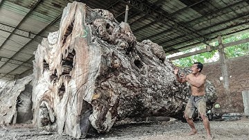UNBELIEVABLE CUT! Massive Logs Revealed Stunning Solid Wood Blocks Inside