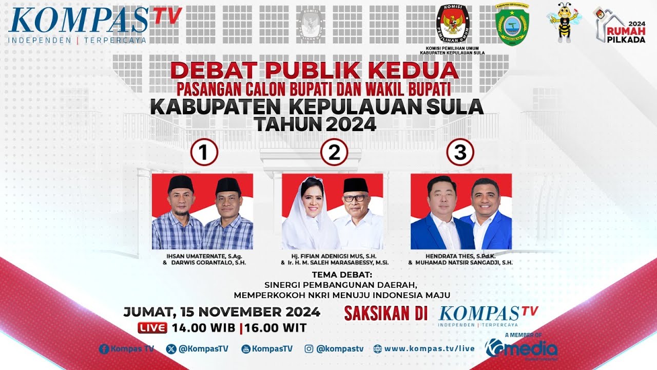 LIVE - Debat Calon Bupati dan Wakil Bupati Kepulauan Sula 2024