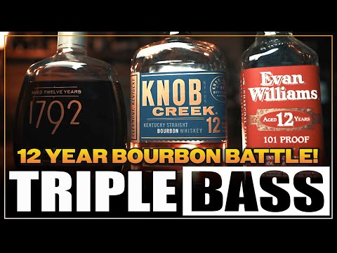 12 Year Bourbon Battle TRIPLE Bass! Knob Creek vs 1792 vs Evan Williams!