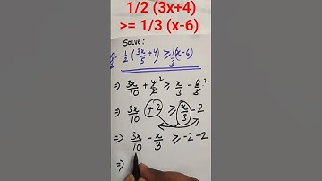 🚜 Solve INEQUALITY 1/2 * (3X/5 + 4) Greater= 1/3 * (X - 6) #techno_mathics