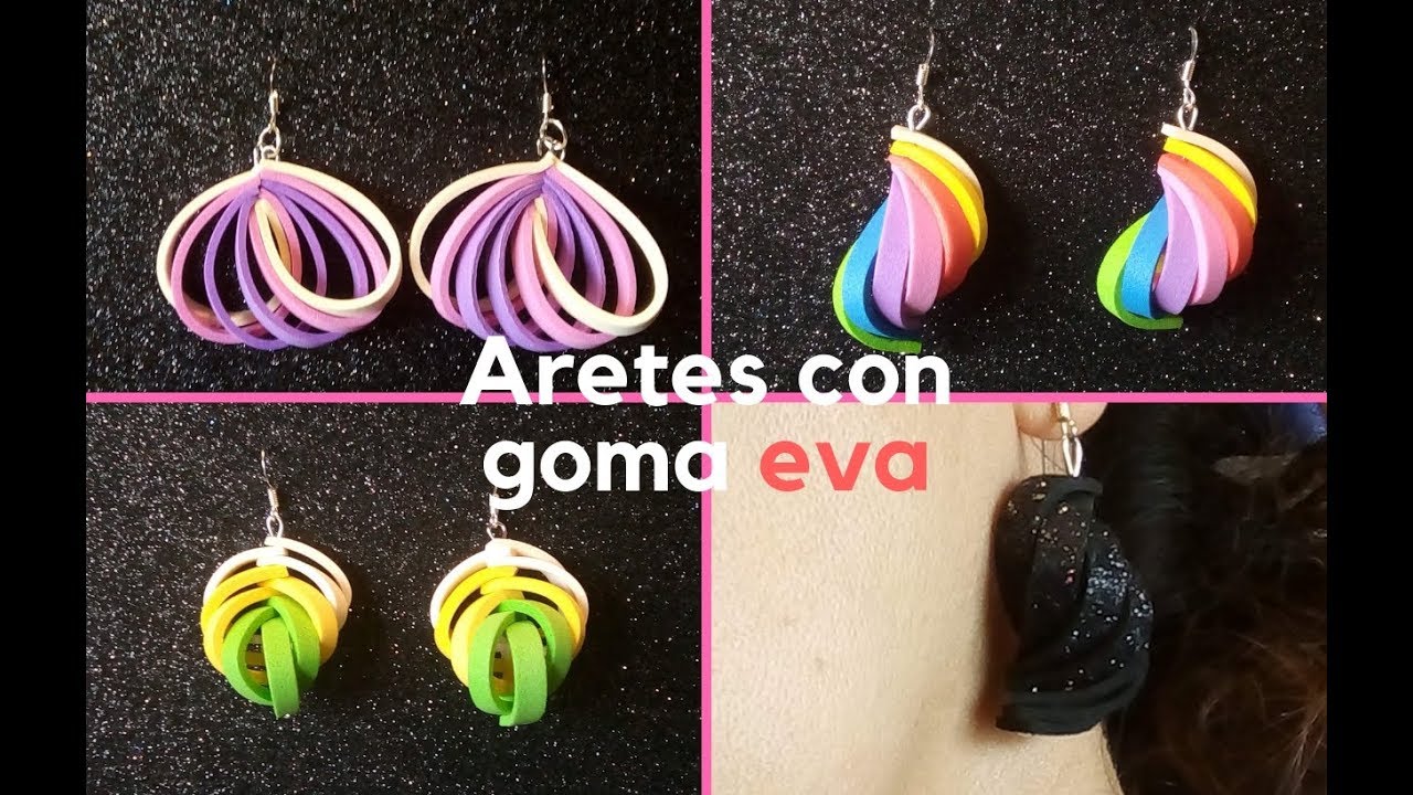 Pares de Aretes/Pendientes/Aros GOMA EVA para vender/3 IDEAS de aretes goma eva - YouTube