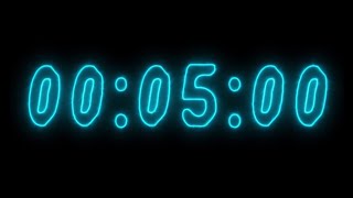 Light Blue Neon Timer 5 Minutes (Stopwatch)
