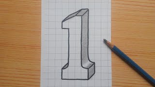 Simple 3d Drawing Number 1 / How To Draw Easy For Beginners #shorts