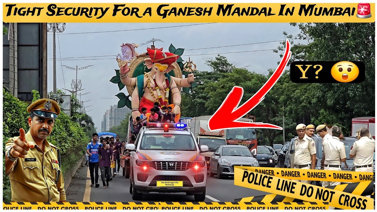 TIGHT SECURITY FOR GANESH MANDAL IN MUMBAI GANPATI AGAMAN SOHALA|| SANDESHNAGARCHA MAHARAJA 2025
