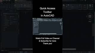 What is Quick Access Toolbar in AutoCAD? #shorts #tutorial #autocad #engineering