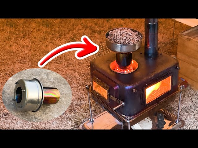 Homemade Pellet Stove for Camp, A Stunning View of the Fire Pouring Down - Pellet  Burner Gen.2 Done - YouTube