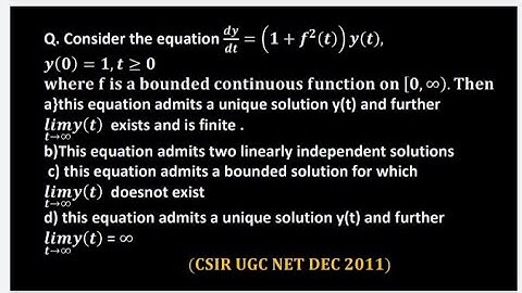 ODE -CSIR NET 2011 question